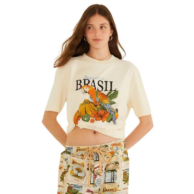 Tshirt Média Farm Rio Original do Brasil Bege